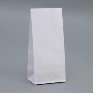 Пакет крафт бумажный фасовочный, белый, прямоугольное дно 8 х 5 х 17 см - 100 шт.