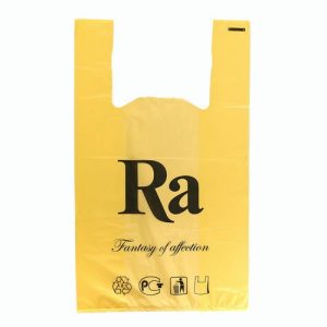Пакет майка полиэтиленовый 30 + 16 х 53 см, 18 мкм, жёлтая "Ra" - 100 шт.