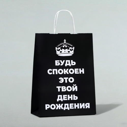 Пакет подарочный «Будь спокоен, это твой День Рождения!», 24 х 10,5 х 32 см - 1 шт.