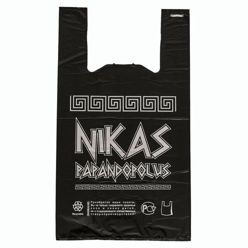 Пакет майка полиэтиленовый 30 + 16 х 55 см, 20 мкм, чёрный "Niks" - 100 шт.