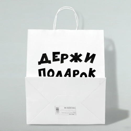 Пакет подарочный с приколами, крафт «Держи подарок», белый, 24 х 10,5 х 32 см - 1 шт. — изображение 2